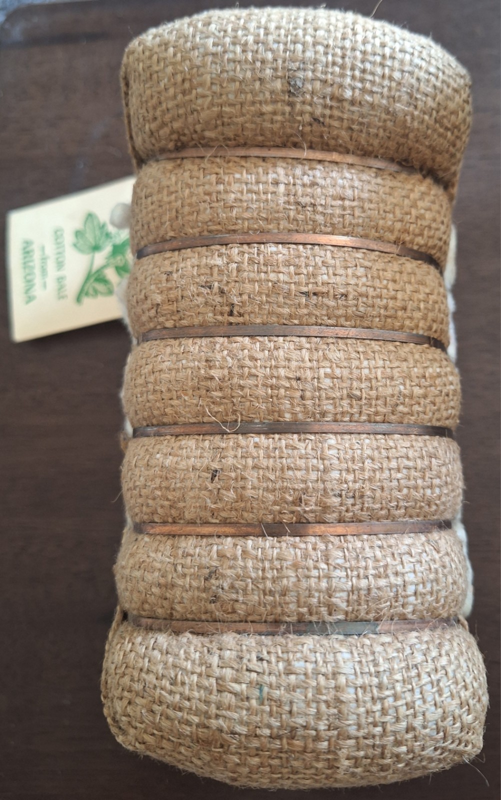 ARIZONA COTTON BALE SOUVENIR-VINTAGE 7&Prime; HIGH WIRE BANDED PIMA COTTON-ADORABLE PC