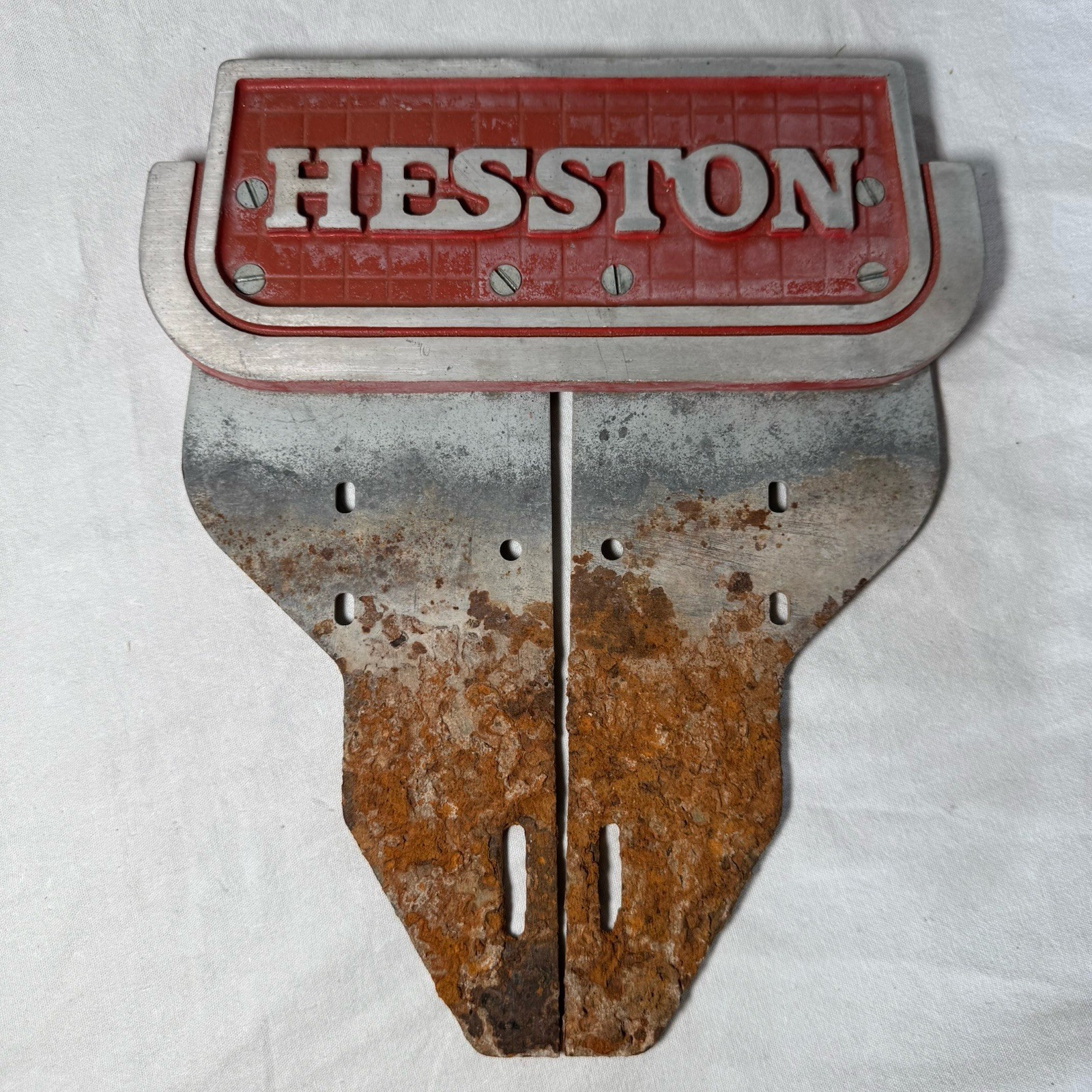 Hesston Cast Aluminum Implement Logo Farm Equipment Sign Boot Scraper 11”x9.5”