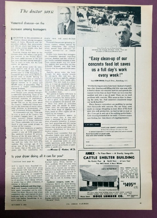 Original 1962 Concrete Ad Features Leon Crouch of Batesburg South Carolina