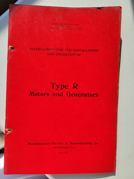 July 1907 Westinghouse Booklet Type R Motors Generators Vintage Original