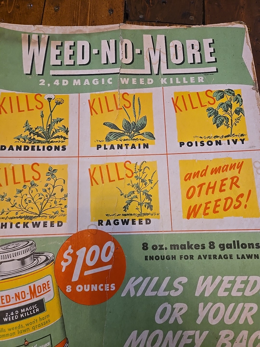 Vintage Poster Display Ad Sherwin Williams Weed-No-More Weed Killer 16 x 20