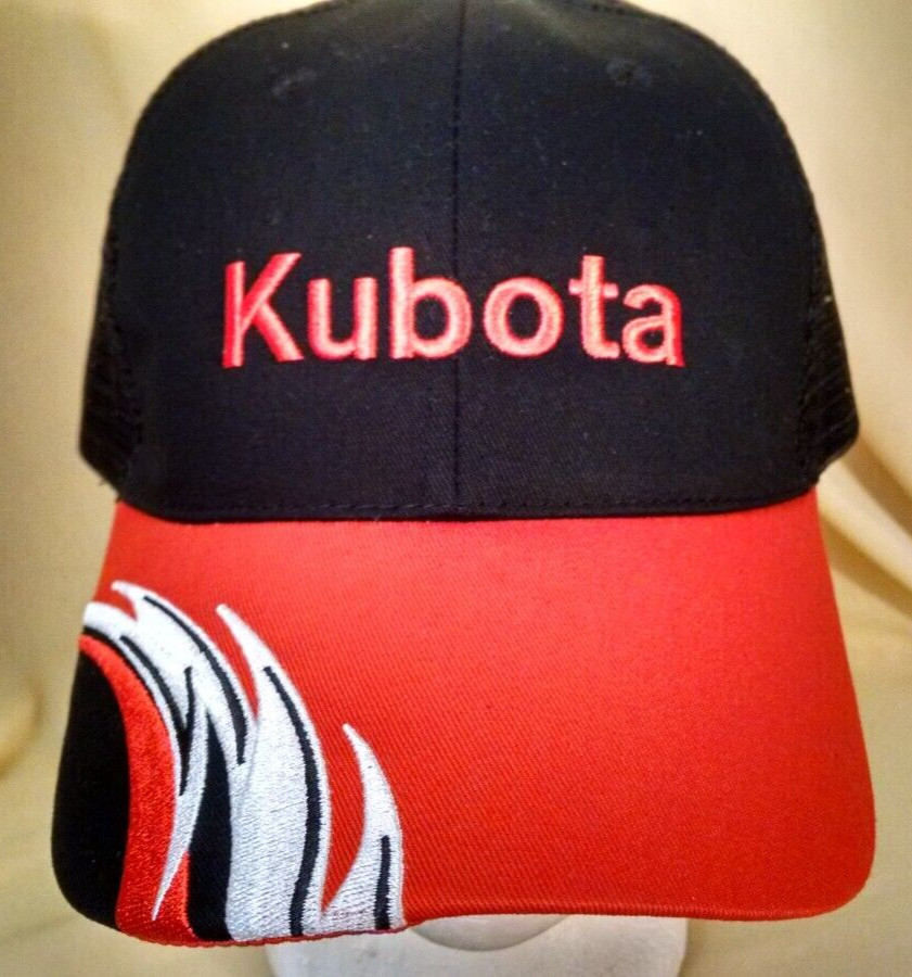 KUBOTA HAT BASEBALL CAP ORANGE BLACK NWOT MESH ADJ WOODSTOCK EQUIP VA K PRODUCTS