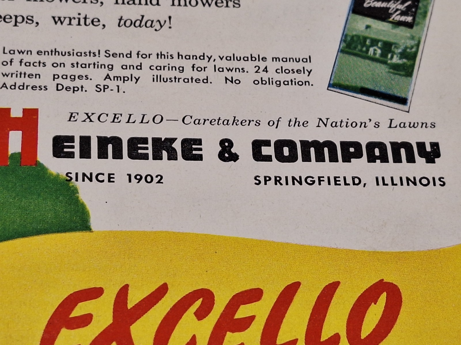 1951 EXCELLO LAWN MOWER Original Print Ad Magazine Heineke & Company 10&Prime;x13&Prime;