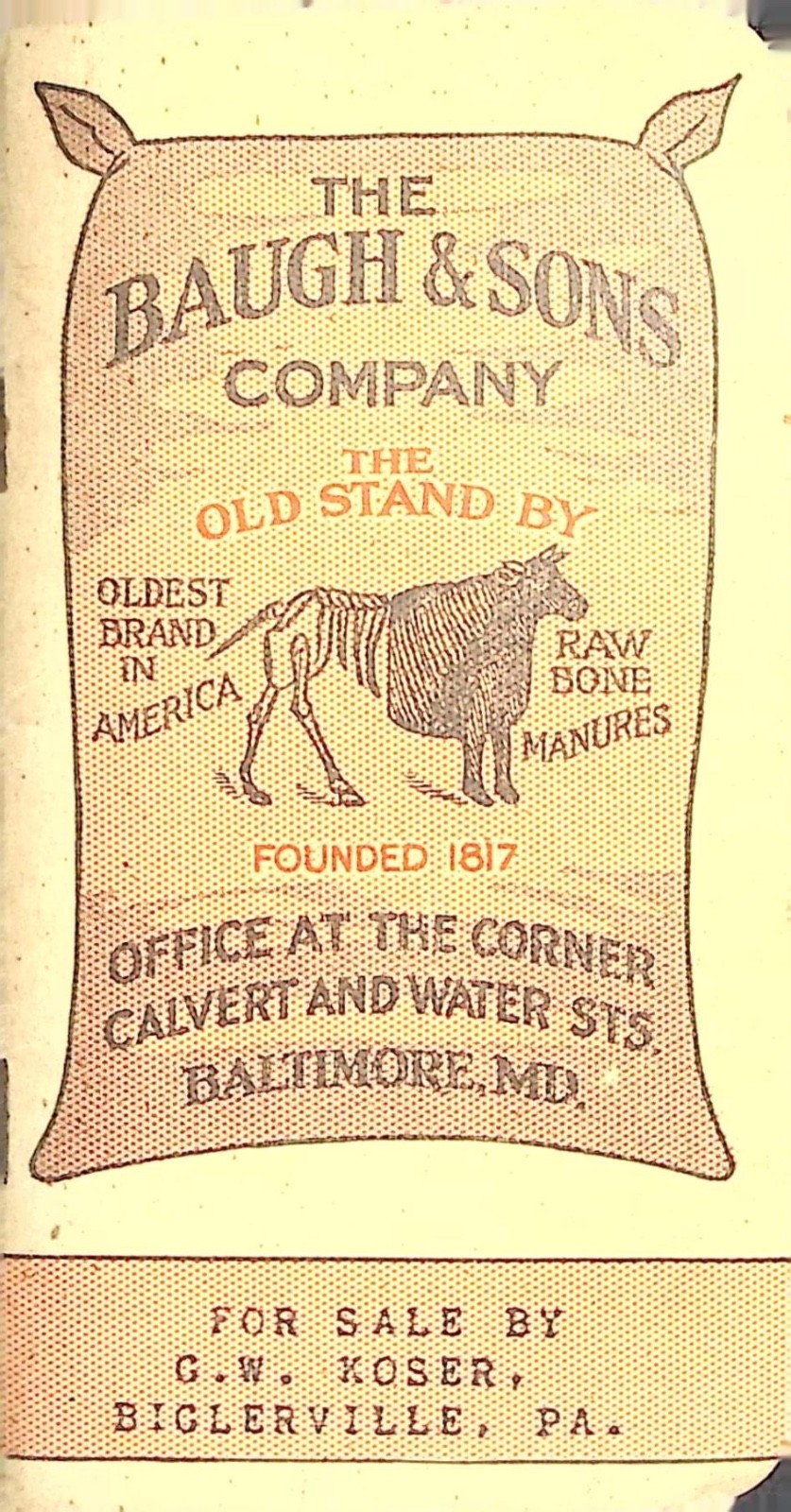 Antique Baugh & Sons Fertilizer Advertising Notebook Baltimore Maryland 1910s