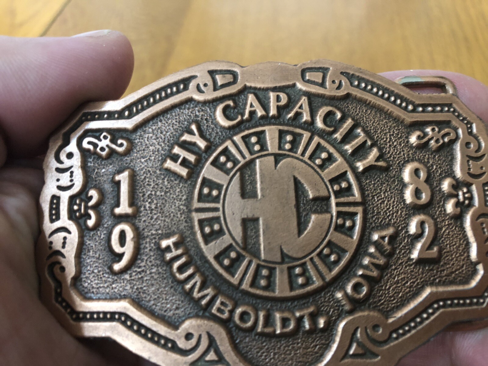 Vintage 1982 Hy Capacity Copper Limited Ed Belt Buckle Ag Equipment Humboldt IA