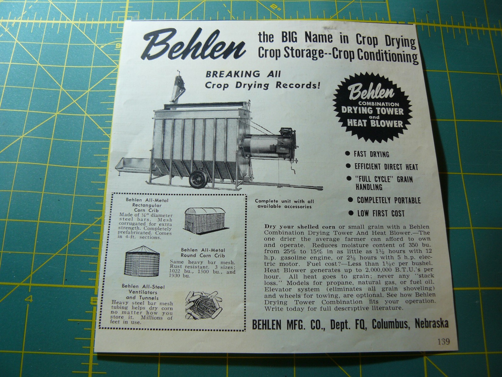 The FARM QUARTERLY -Autumn 1953- BEHLEN CROP DRYING / STORAGE / Columbus, NE