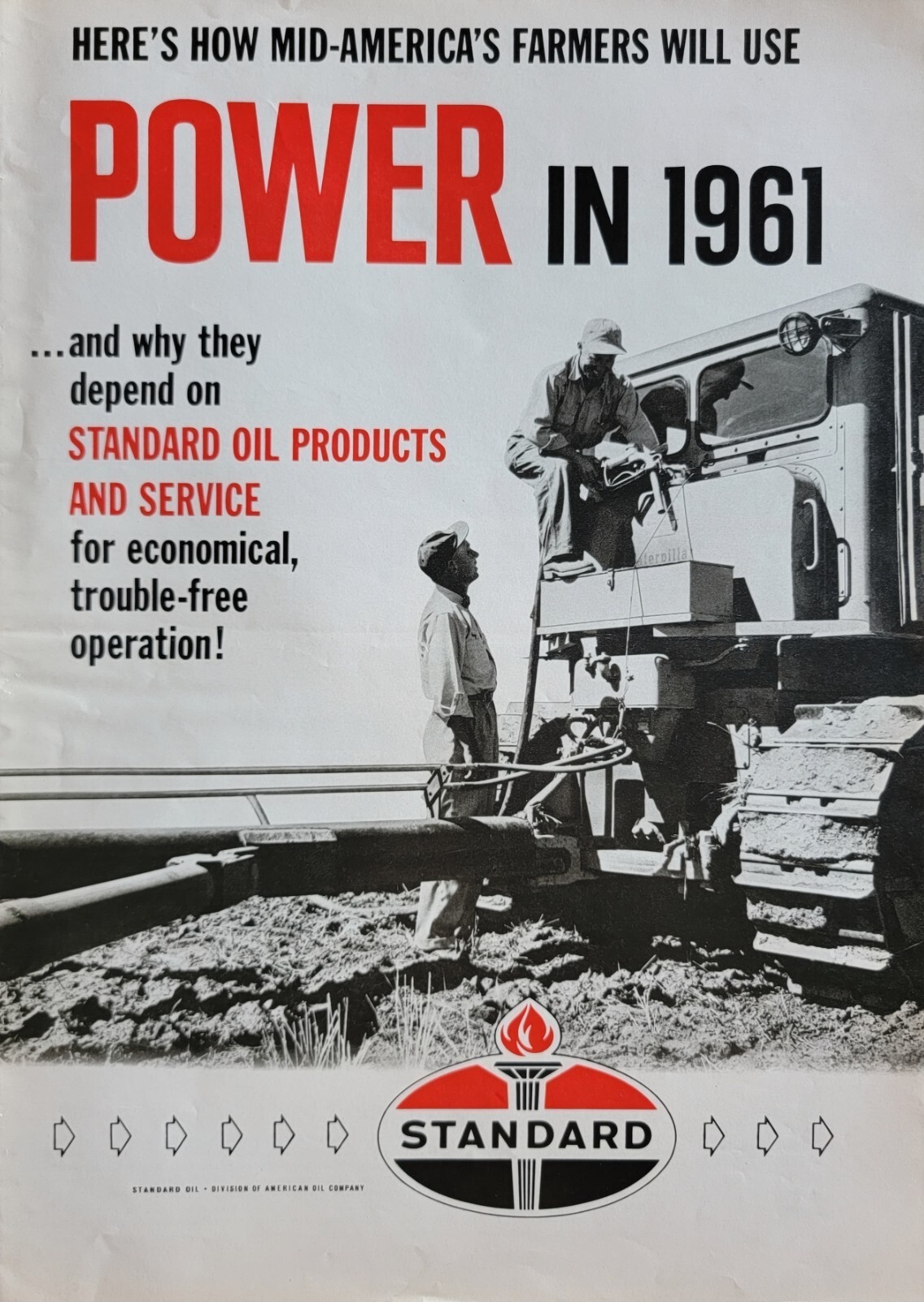 Standard Oil Fuels, Tractors-Combines Vintage 1961 Farm Agricultural Magazine Ad