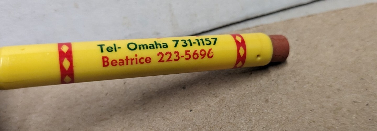 Vintage Wood Bros Inc Livestock Earl Gregg Omaha Nebraska NE Bullet Pencil