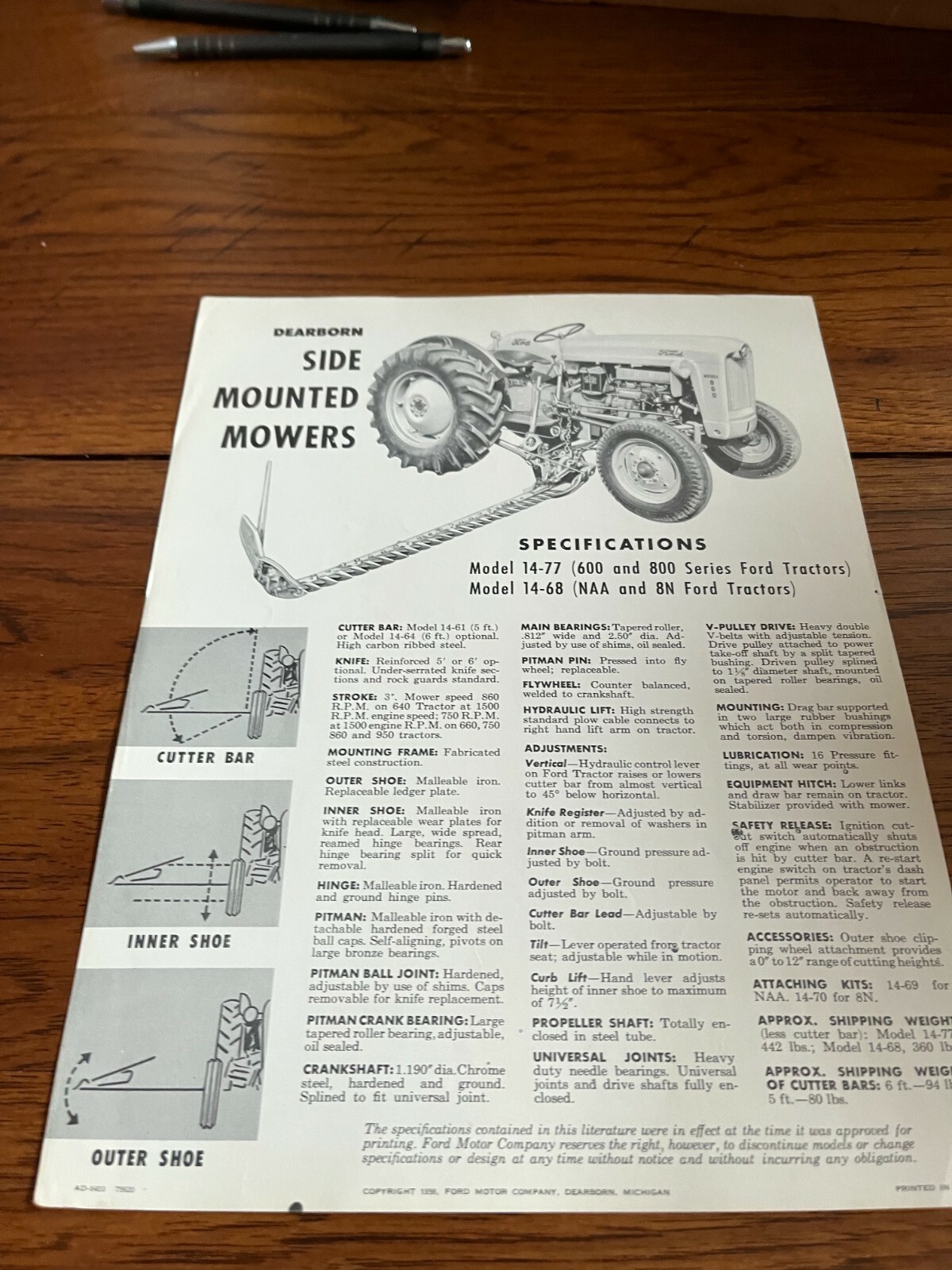Ford Tractor Dearborn Side Mounted Mowers Brochure GDSD9