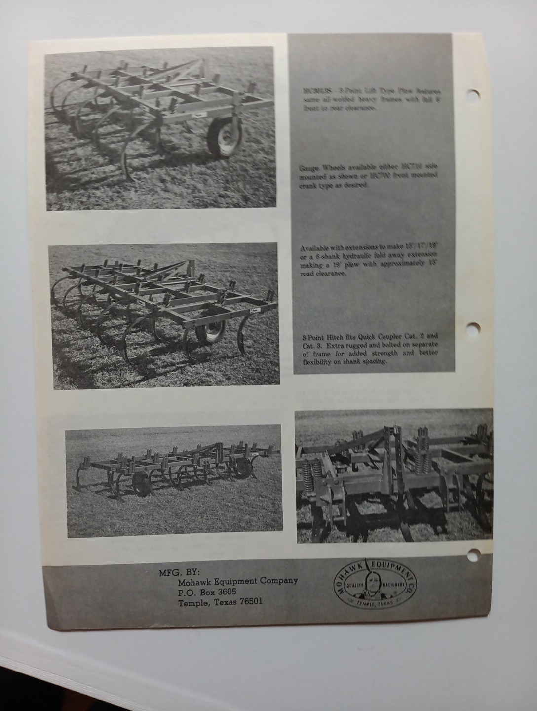 6 Mohawk Implements Spec Sheets Brochures Vintage Farming Advertising