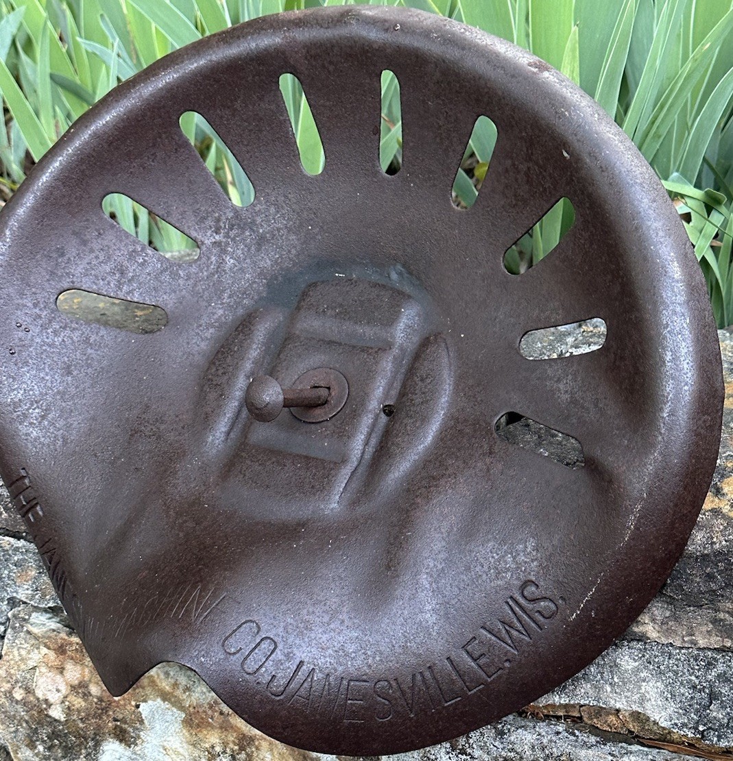 ANTIQUE JANESVILLE MACHINE CO WISCONSIN PRESSED STEEL TRACTOR SEAT