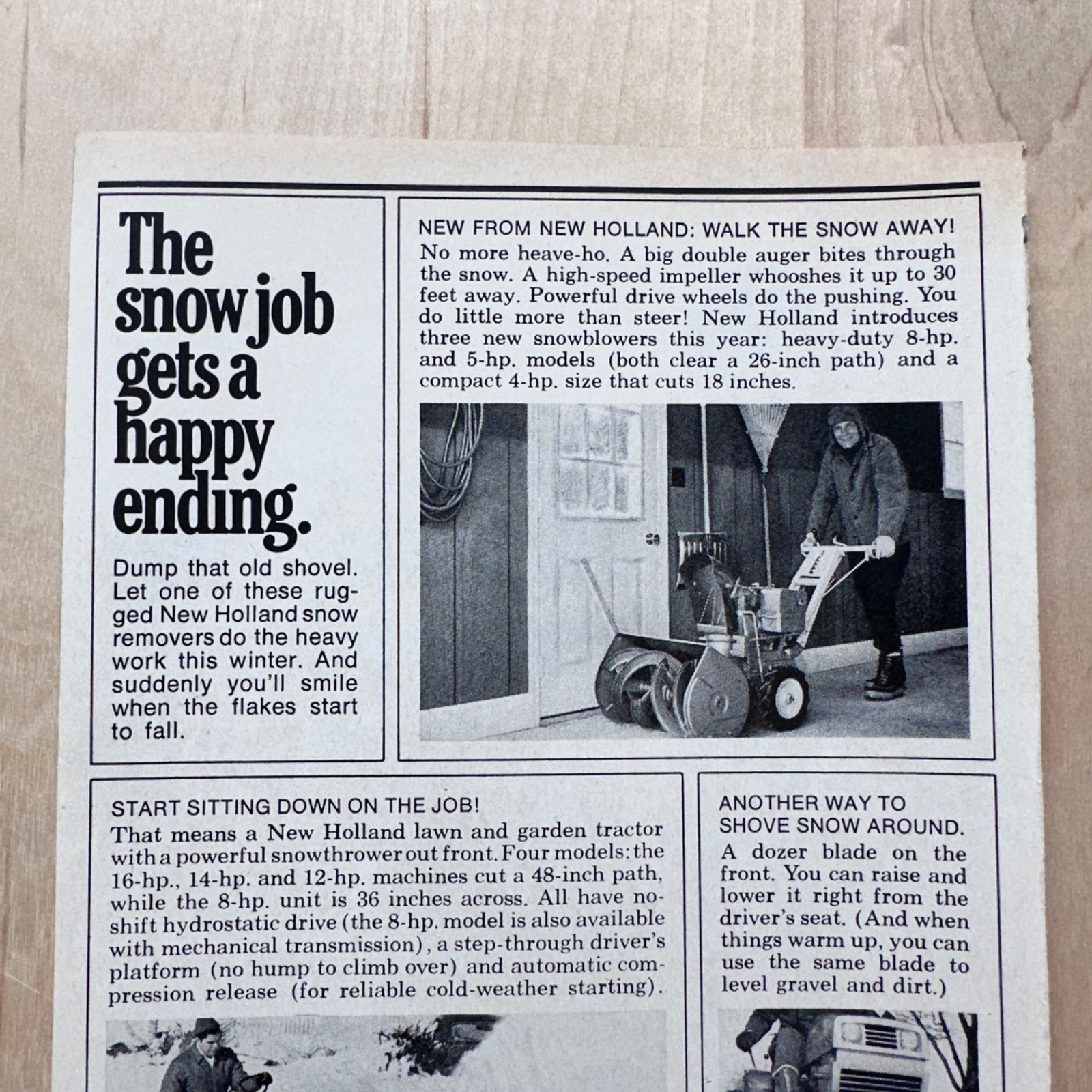 1972 New Holland Snow Blower Tractor Vintage Print Ad Sperry Rand New Holland PA