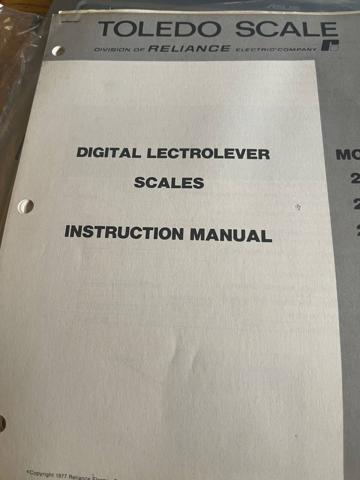 Toledo scale Company Service Instructions/Parts manuals, for assorted Models