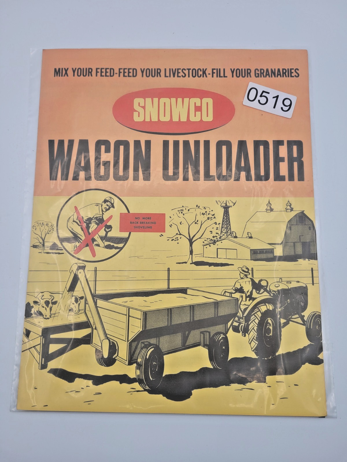Vintage SNOWCO Wagon Unloader Feed Mix Dealer Sales Brochure Farm Equipment
