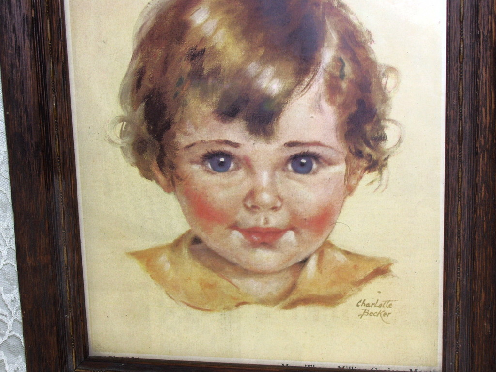 1934 Antique Framed Cover The Farmers Wife Magazine Artist Charlotte Becker