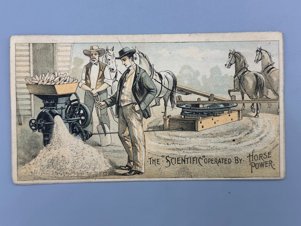 1880s FOOS Mfg SCIENTIFIC MILL Farm Folding Advertise Trade Card SPRINGFIELD OH