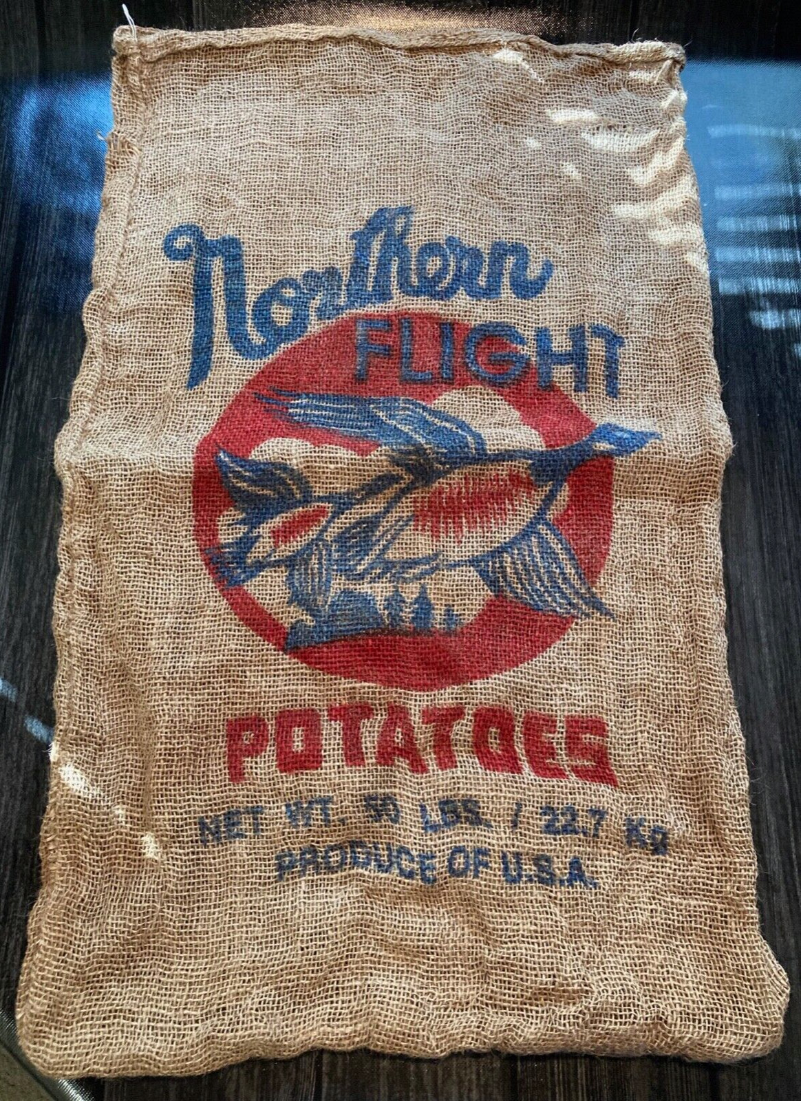 Vintage Northern Flight Potato Burlap Sack 50lbs
