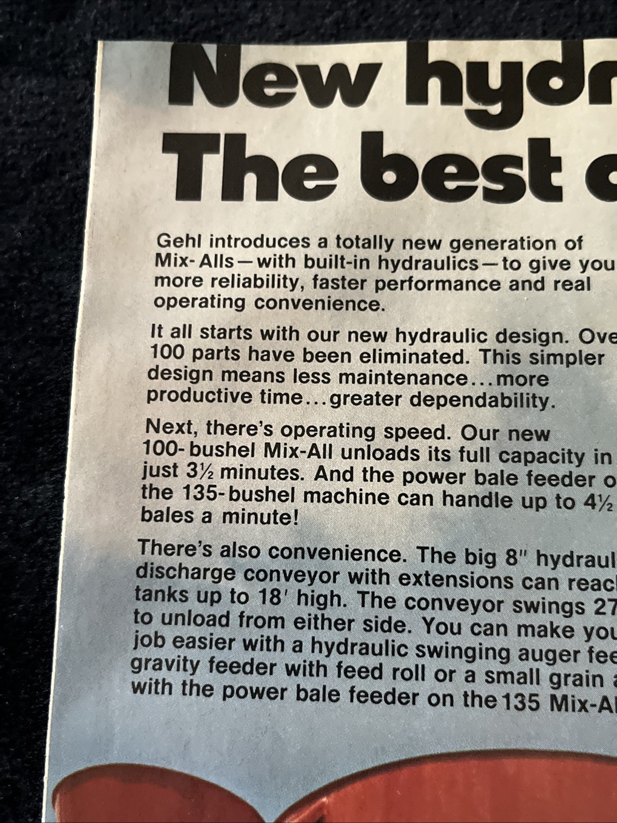 GEHL Farm Equipment Print Advertisement Hydraulic Mix All 1980 8×10