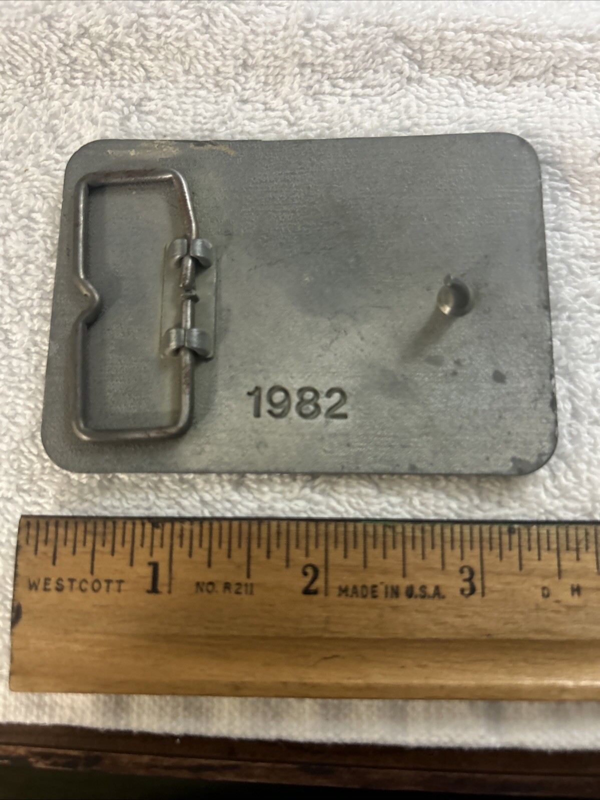 Vintage 1982 New Holland Reliable American Farmer Silver Tone Metal Belt Buckle