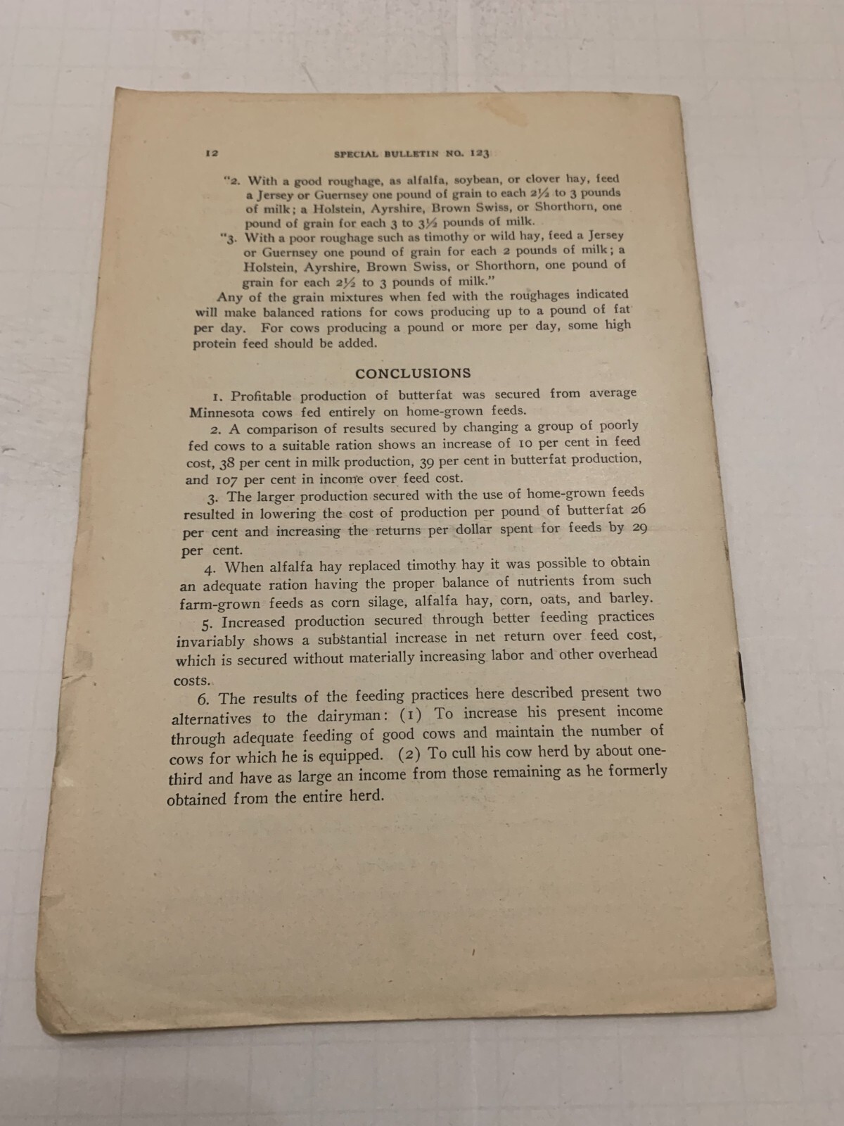 1928 University Of Minnesota Agriculture Increasing The Dairy Income Booklet