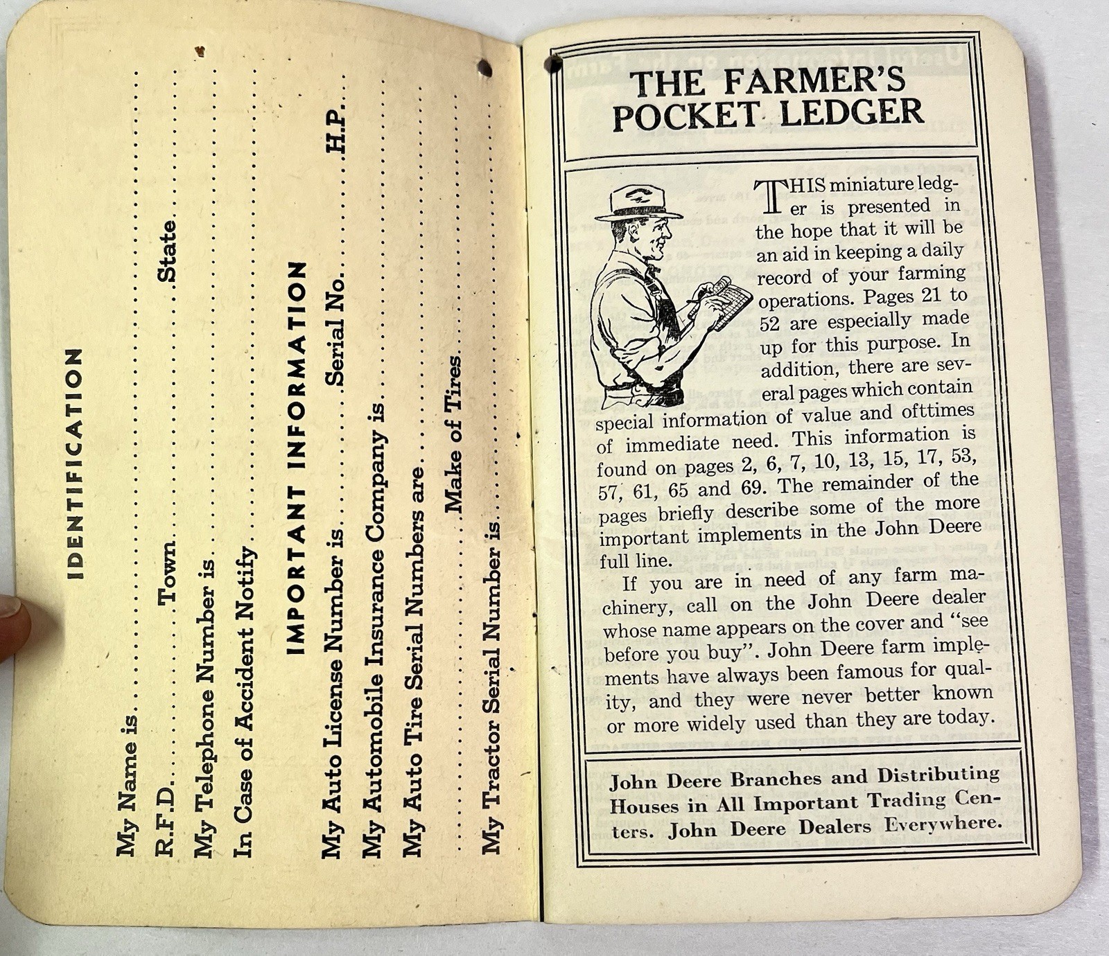 Vintage 1946 1947 Farmers Pocket Ledger Book Farm Service Arcanum Ohio Calendar