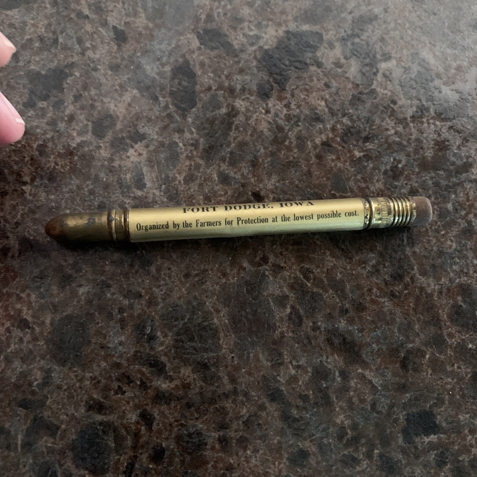Vtg Hawkeye Mutual Hail Insurance Assn Bullet Pencil Fort Dodge IA
