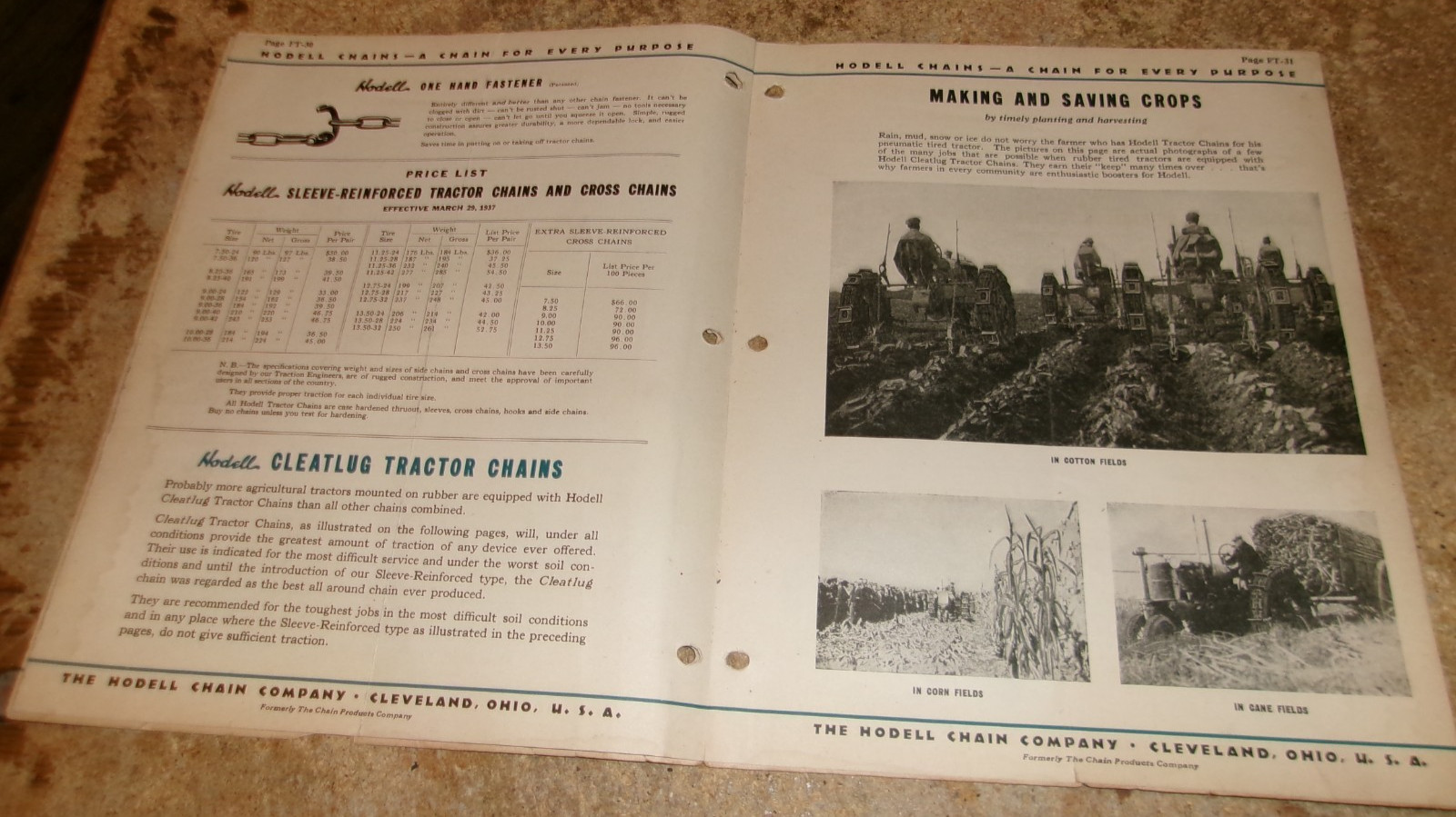vintage hodell 4 page tractor chains brochure see description good used