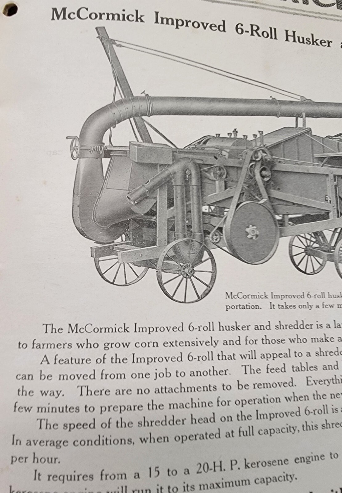 1924 McCormick Corn Machines International Harvester Antique VINTAGE