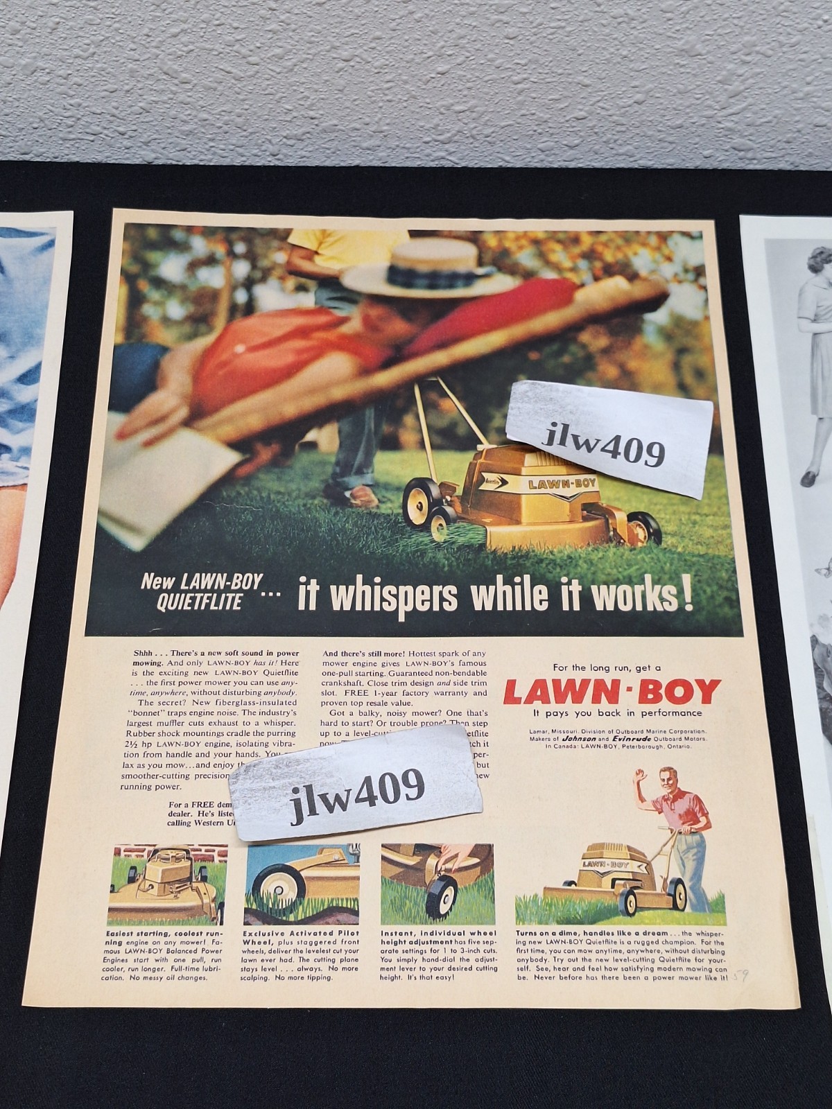 4 Vintage 1955 1959 1961 LAWN-BOY LAWN MOWER Original Print Ads Magazine