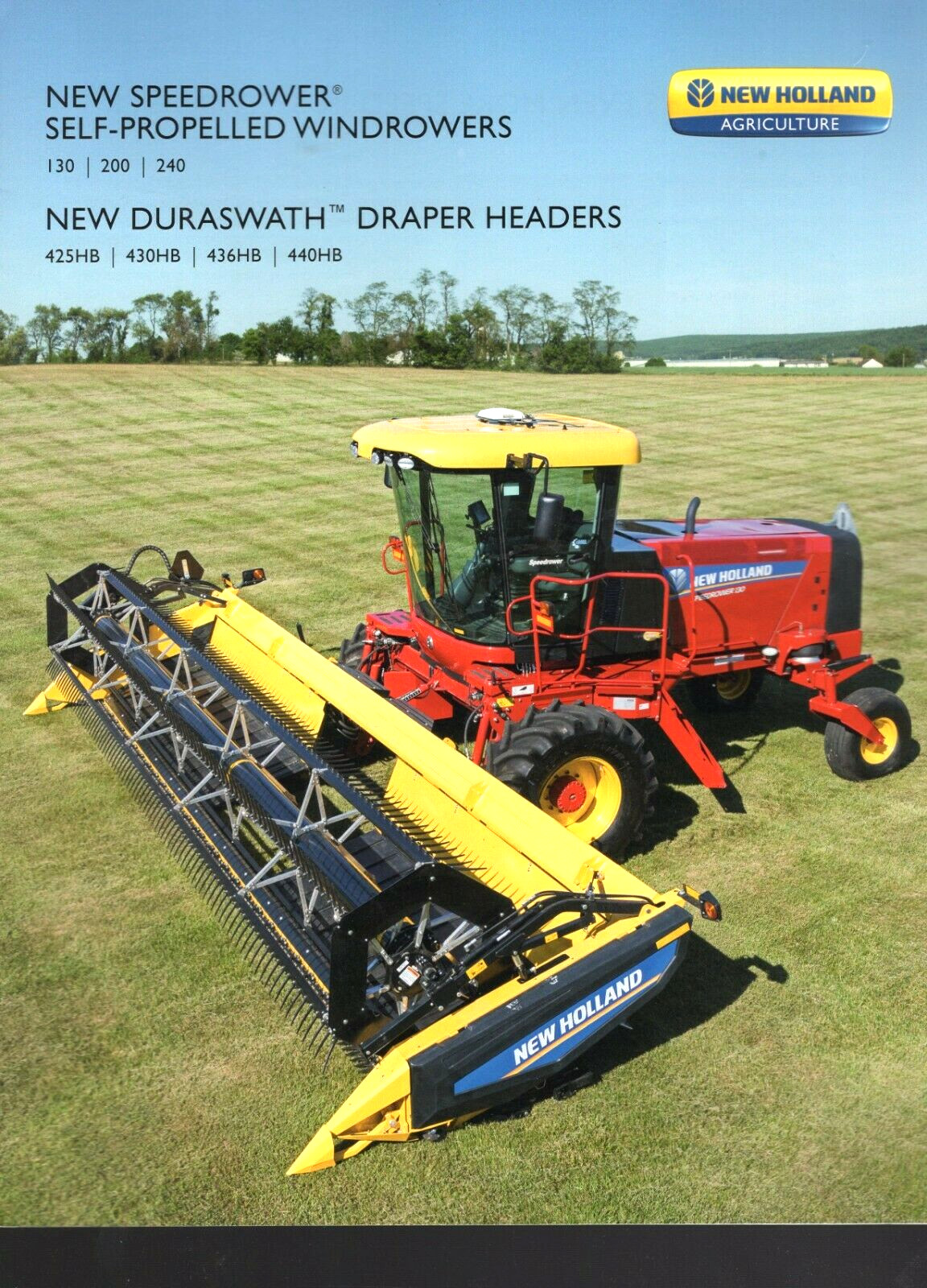 2013 NEW HOLLAND TRACTOR WINDROWER 130 200 240 DRAPER HEADER HB CATALOG BROCHURE