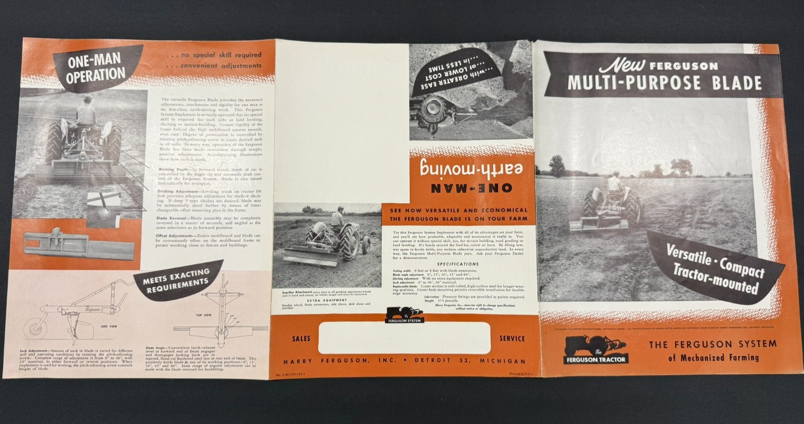 1946 Ferguson Multi- Purpose Blade Farm Implement Brochure