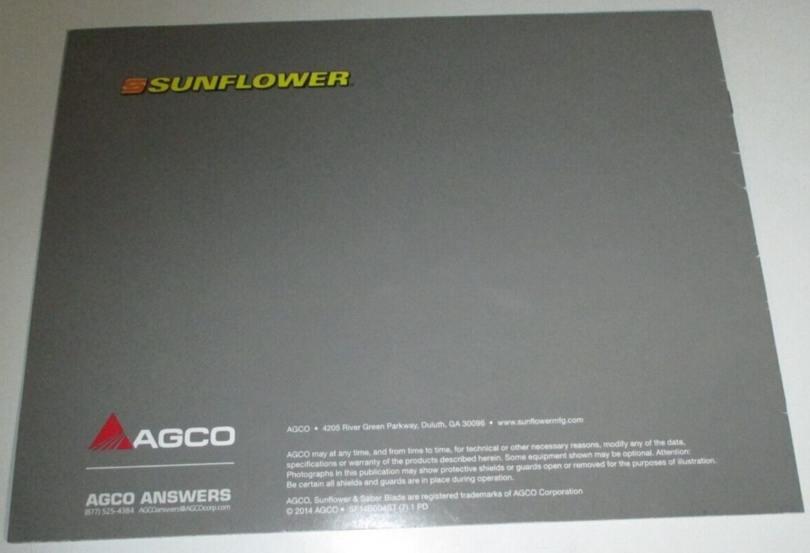 Sunflower 1700 HD Disc Harrow Sales Brochure AGCO Advertising Literature 2014