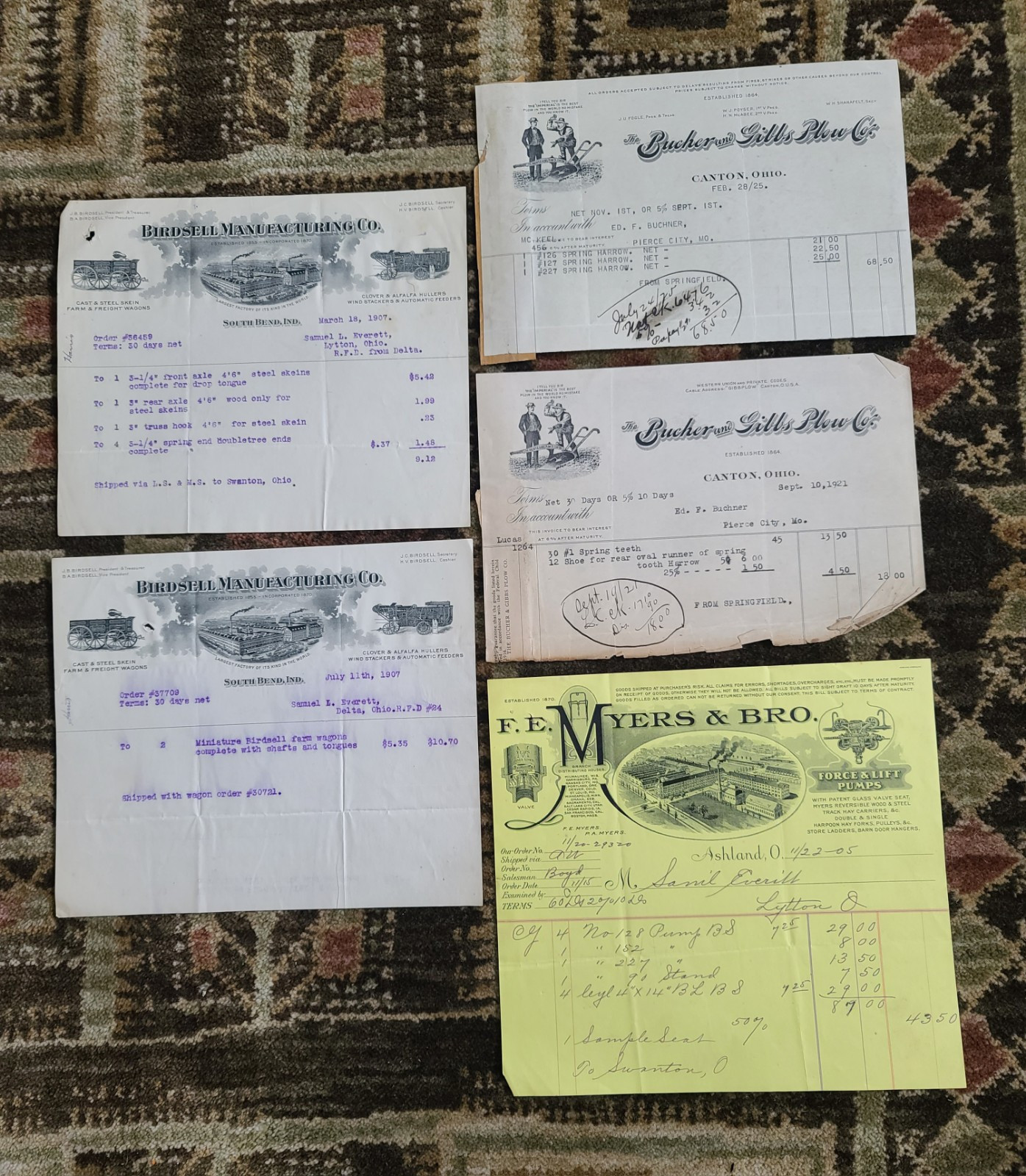 Lot Antique Ephemera Farm Equipment Birdsell IN Bucher Gibbs Plow OH F.E. Myers