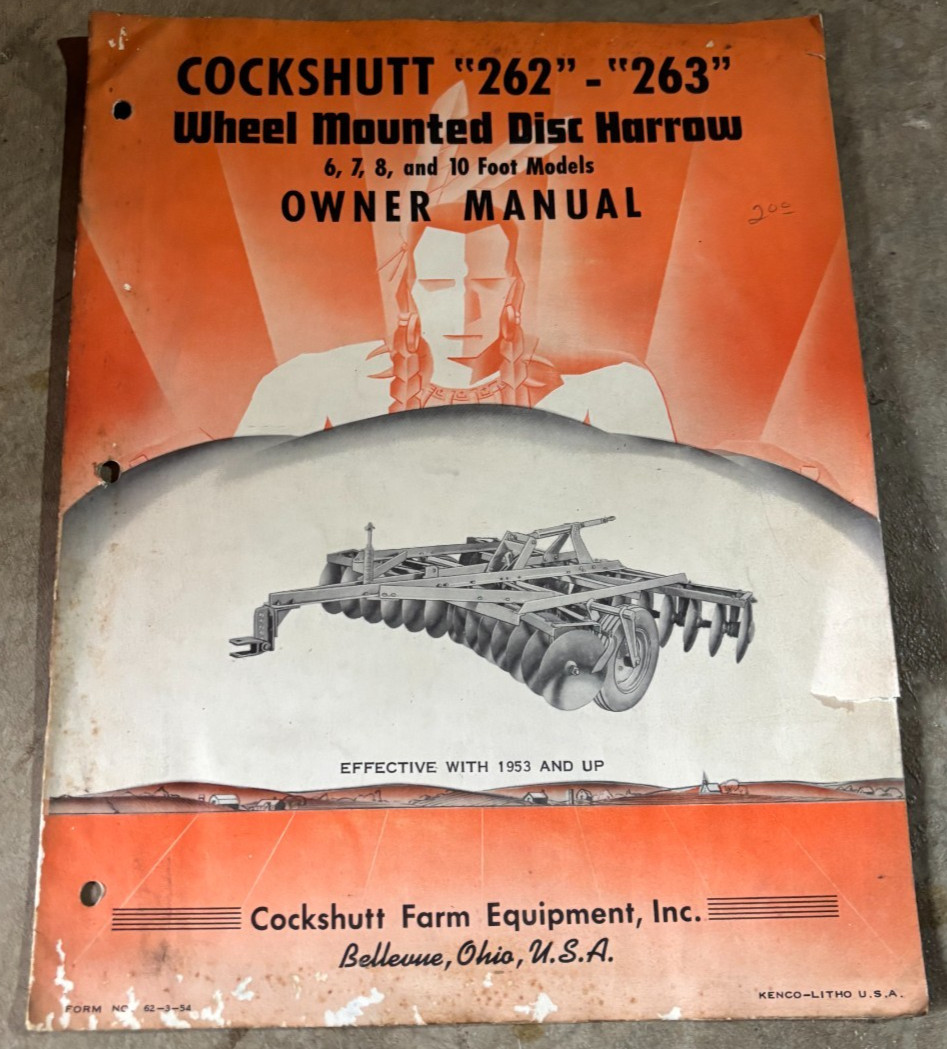 Cockshutt 262 263 Disc Operator&rsquo;s Manual DCPA26