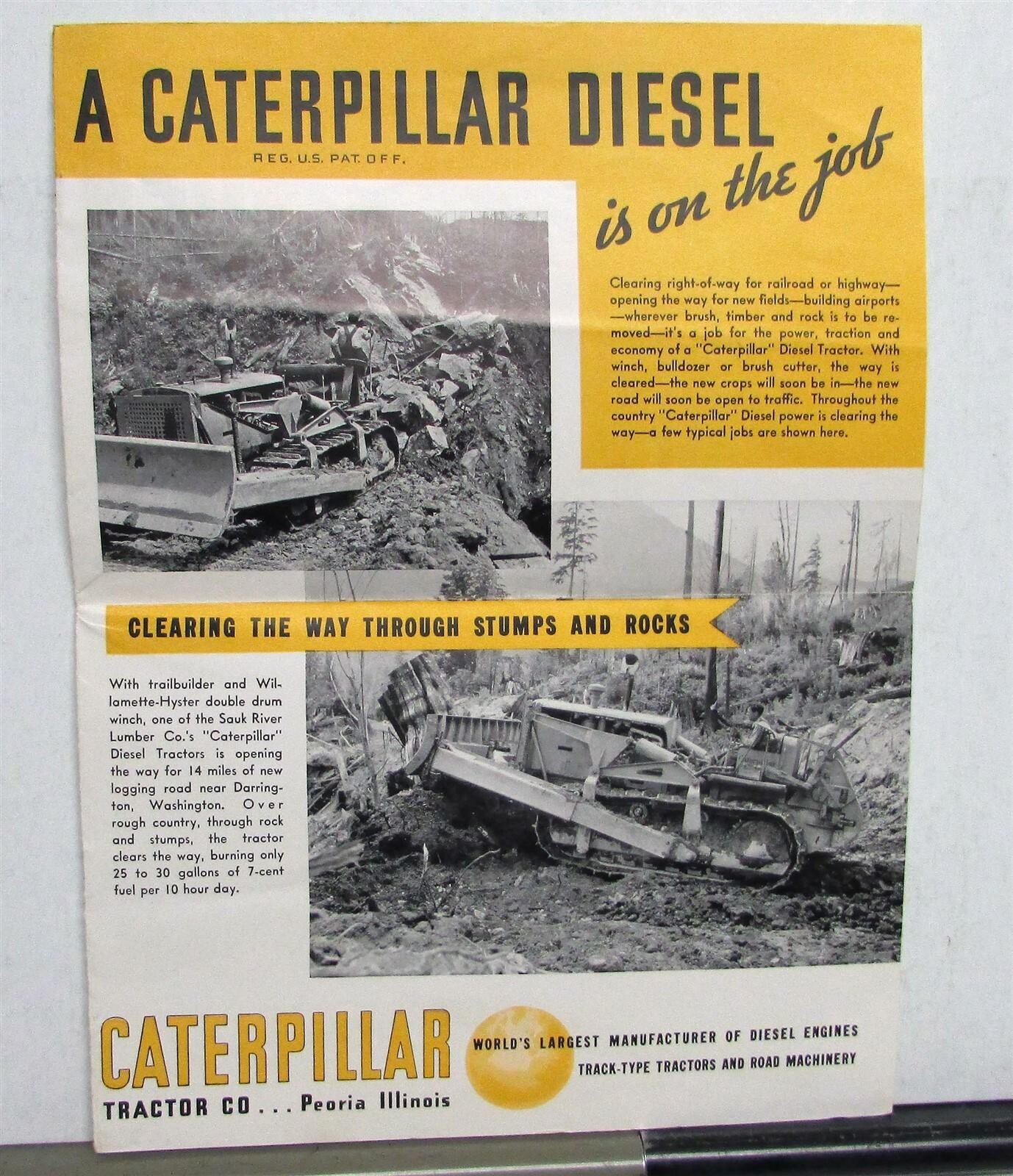 1930s Caterpillar RD8 D8 Tractors Construction Sales Brochure Mailer