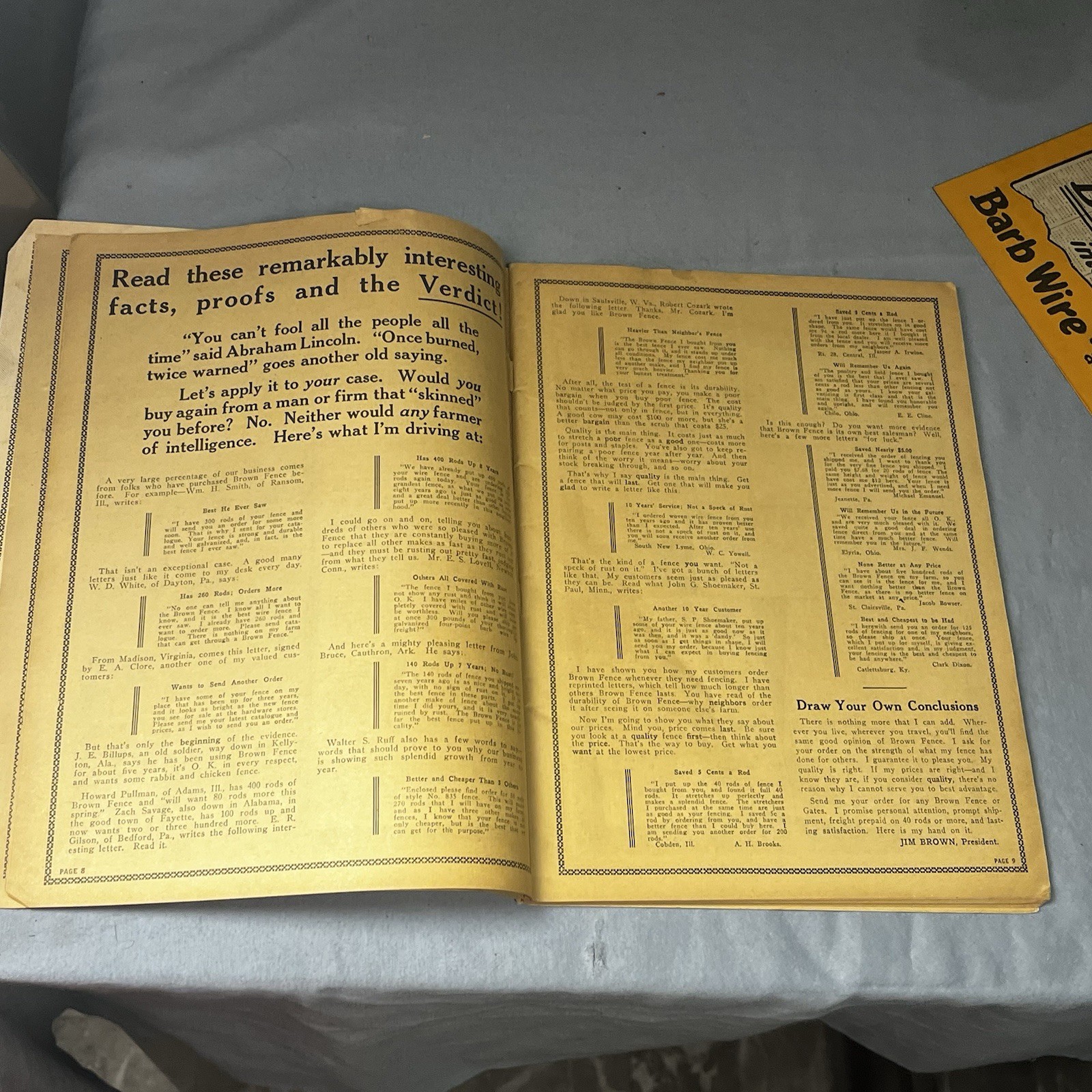Vintage Sales Catalog Brown Fence Gate Barbes Wire