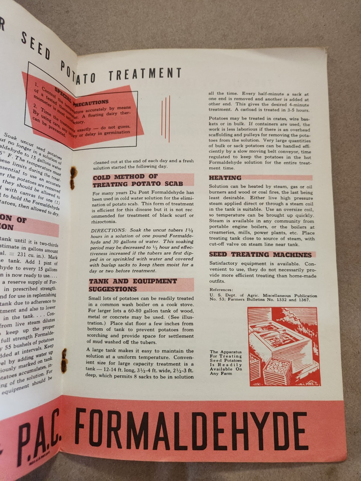 Vintage DUPONT Formaldehyde Brochure Farming Crop Disinfectant POISON
