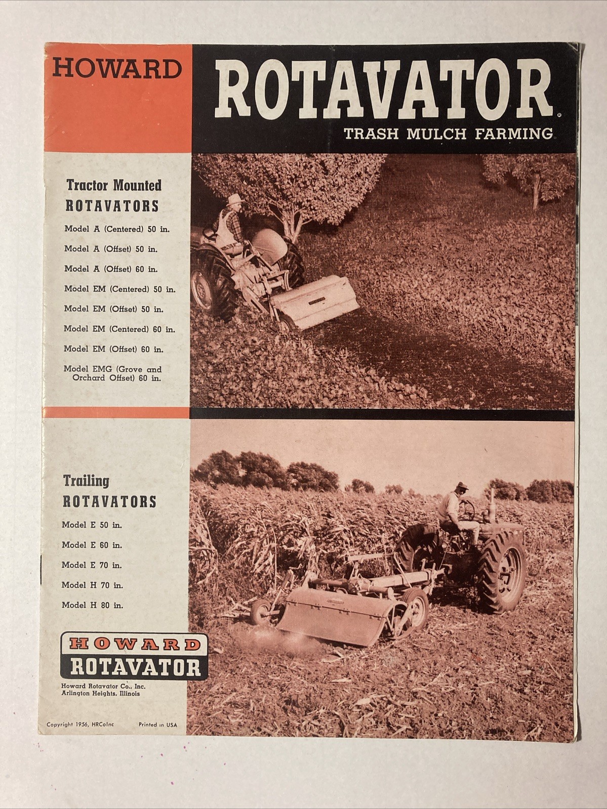 HOWARD ROTAVATOR TRACTOR 8 PAGES 1956 SALES BROCHURE