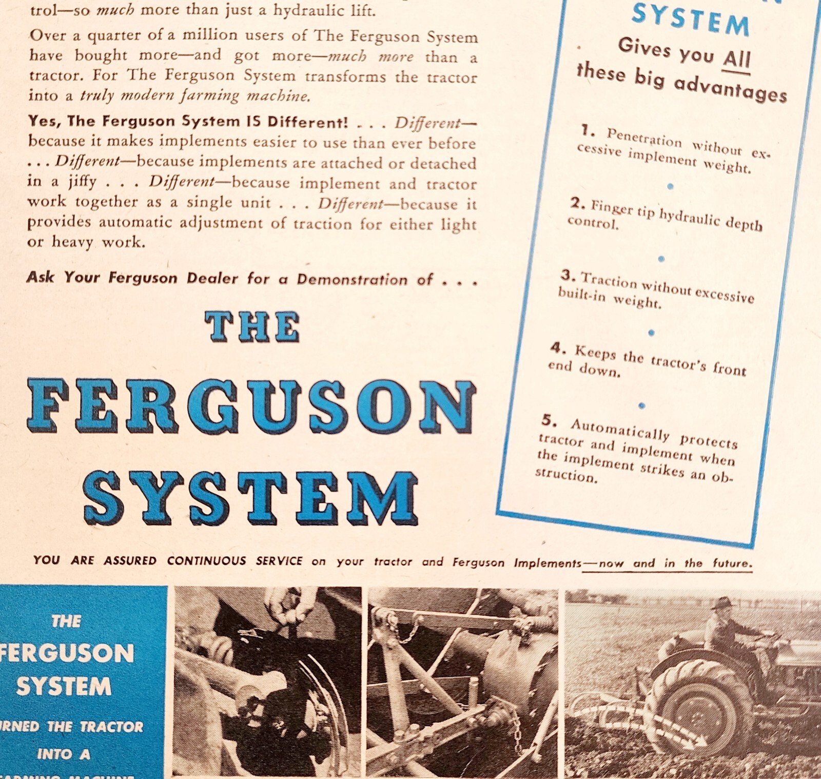 1947 Ferguson System Implements Tractor Advertisement Agriculture Farming DWNN21