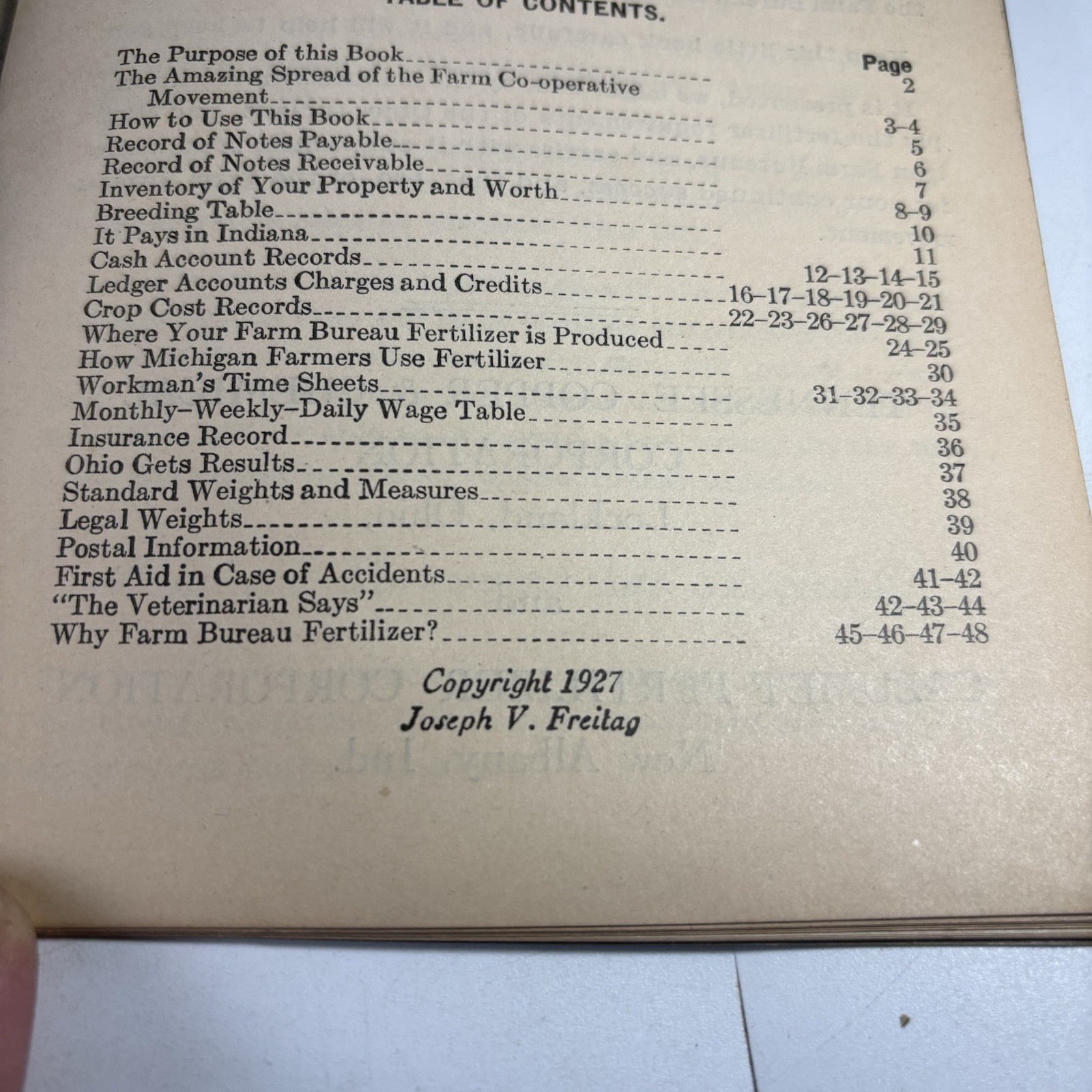 1927 Farm Record Book – Ohio Farm Bureau / Tennessee Copper