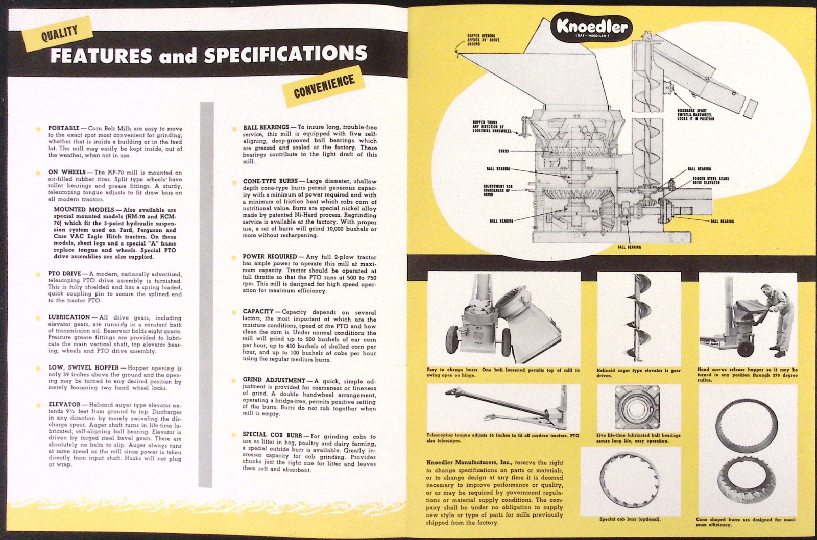 1953 Knoedler Safety Reverse Gear for Corn Pickers Corn Belt Burr Mill Brochure