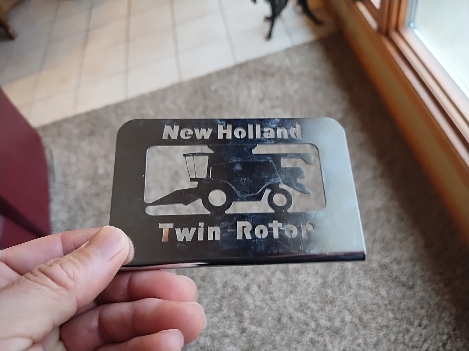 Vtg New Holland Twin Rotor Combine GRAND ISLAND PLANT Metal Emblem Sign Plate