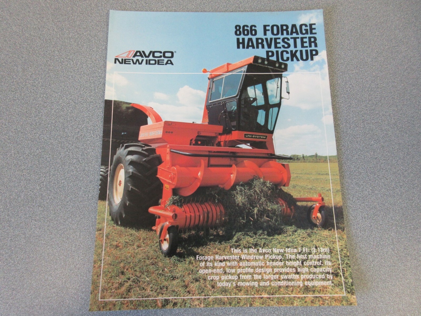 Avco New Idea 866 Forage Harvester Pickup Sales Sheet