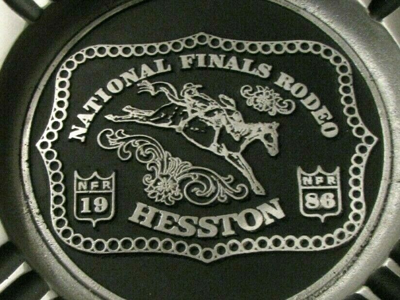 *HESSTON NFR Rodeo Bareback Riding 1986 Collector Ashtray #4 Anniversary Series
