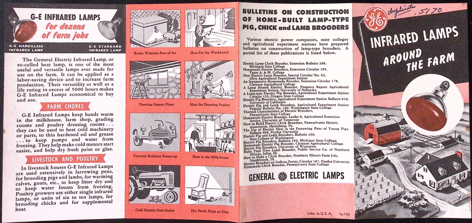 1950s General Electric Infrared Lamps Around the Farm Brochure