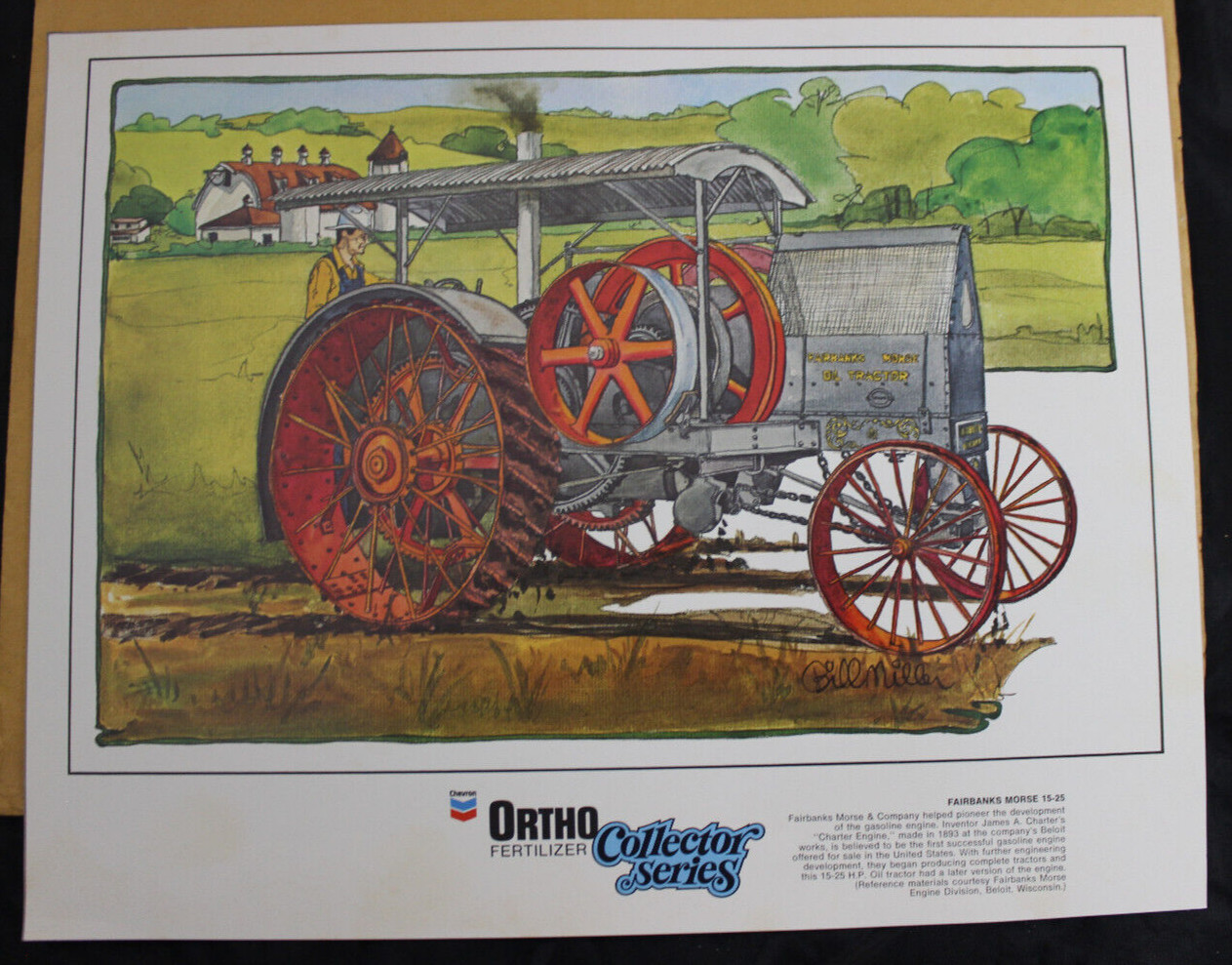 4 VINTAGE 1981 ORTHO FERTILIZER COLLECTOR SERIES TRACTOR PRINTS, SUNMAN, INDIANA