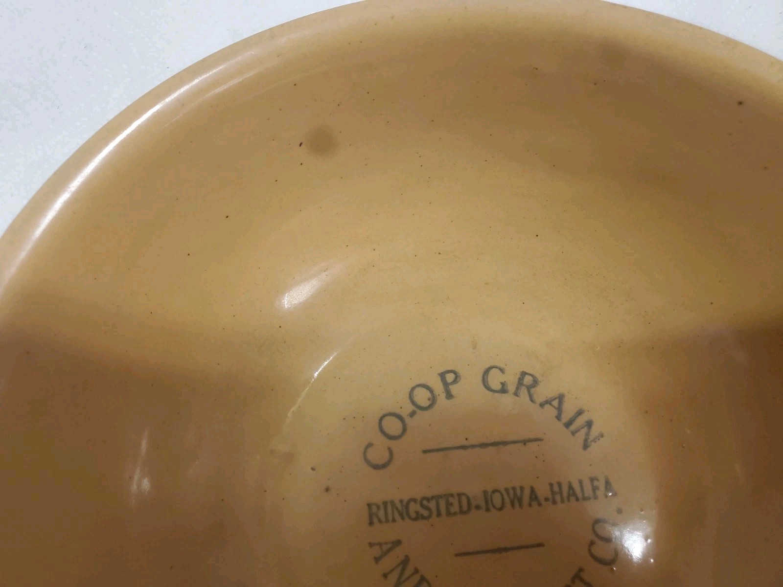 9&Prime; Stoneware Bowl Co-op Grain And Product Company Ringstead Halfa Iowa Cracked