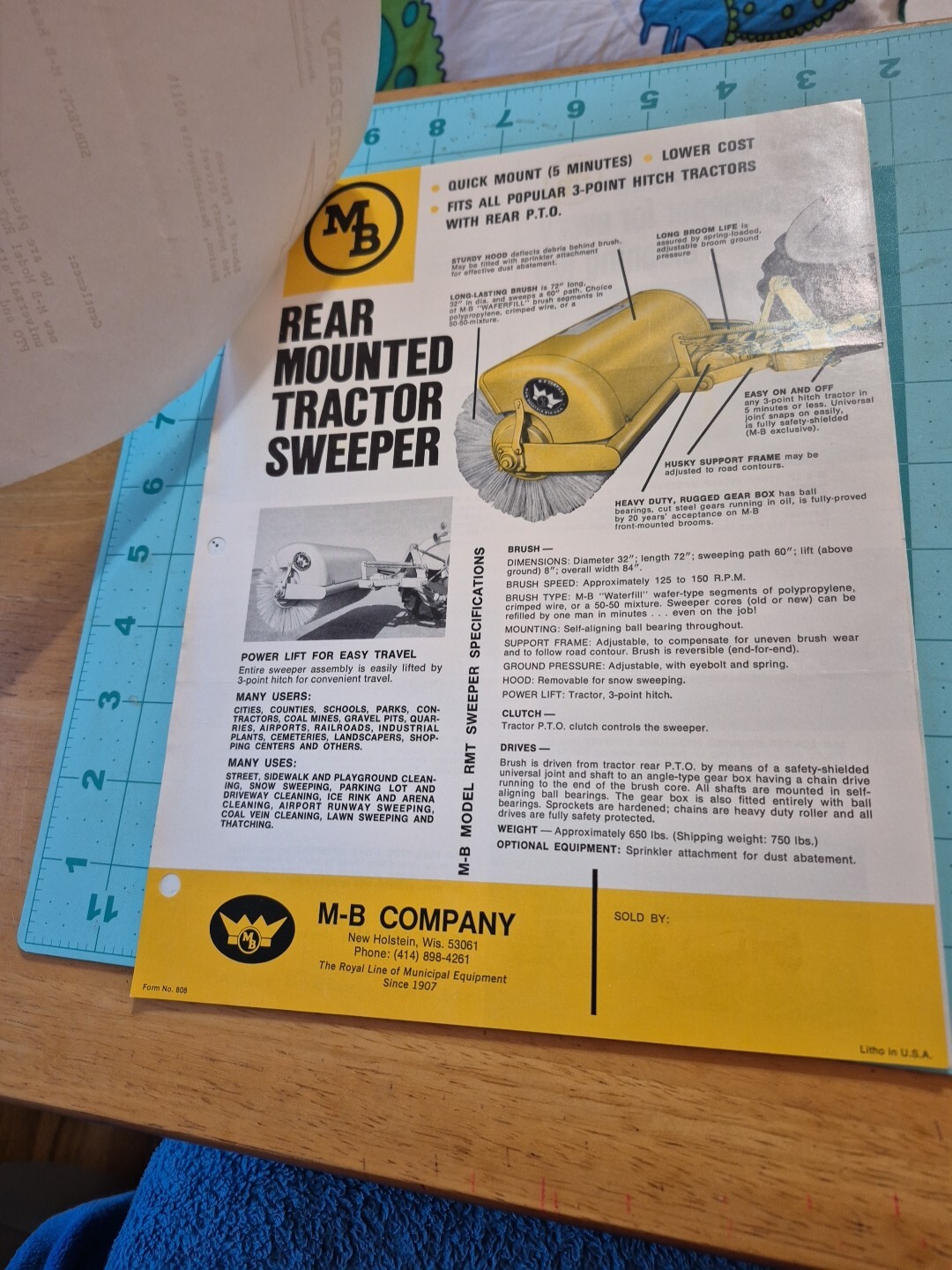 1969 M-B Company Rear Mounted Tractor Sweeper Brochure