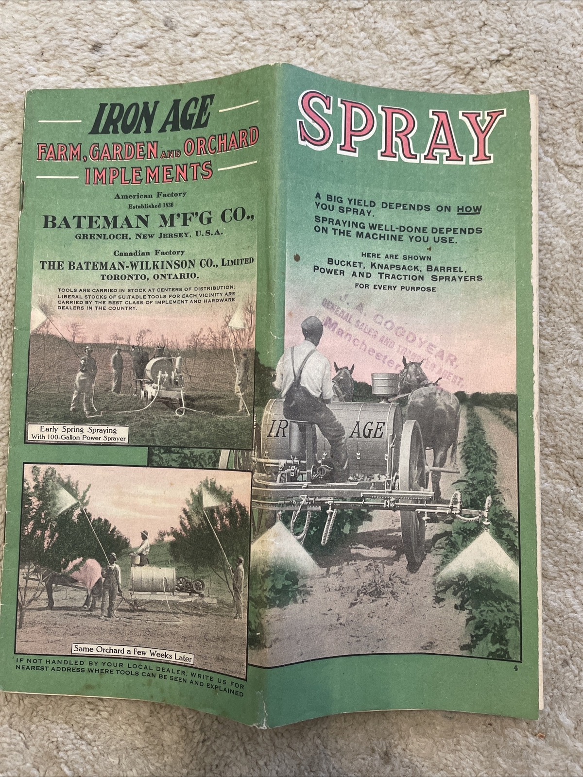 1910s Farm Garden Orchard Implements Catalog Bateman Mfg. Grenloch NJ Catalog
