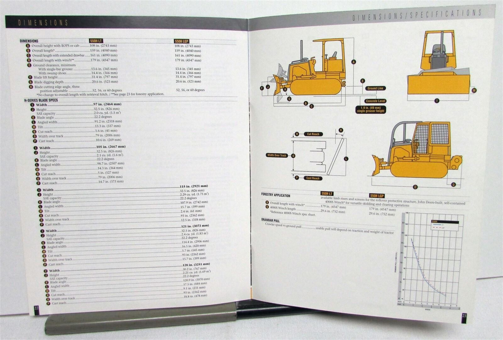 1995 John Deere 550H Crawler Dozer Specifications Construction Sales Brochure
